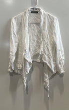 Load image into Gallery viewer, Melanera Womens White Linen Long Sleeve Open Front Blouse Top Size Small