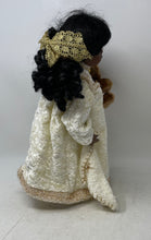 Load image into Gallery viewer, Petite Porcelains By Barbara Lee Curly Black Hair Plush Bear Cream Outfit Doll