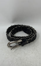 Load image into Gallery viewer, Nanni Womens Black Silver-Tone Leather Ball Chain Bead Buckle Braided Belt