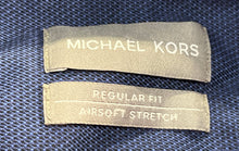 Load image into Gallery viewer, Michael Kors Mens Blue Regular Fit Stretch Wrinkle Free Dress Shirt Size L