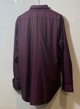 Load image into Gallery viewer, Calvin Klein Mens Wine Long Sleeve Collared Slim-Fit Dress Shirt Size 17 34/35