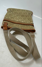 Load image into Gallery viewer, Michael Kors Womens Jet Set Brown Tan Monogram Adjustable Strap Crossbody Bag