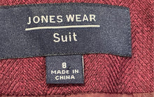 Load image into Gallery viewer, Jones Wear Womens Wine Single-Breasted 2-Piece Skirt And Blazer Set Size 8