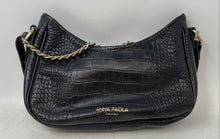 Load image into Gallery viewer, Anna Paola Womens Black Animal Print Leather Inner Pockets Shoulder Purse