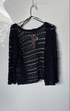 Load image into Gallery viewer, Dana Buchman Womens Black Crochetted Open Front Cardigan Sweater Size L With Tag