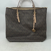 Load image into Gallery viewer, Michael Kors Womens Jet Set Brown Signature Print Leather Double Handle Tote Bag
