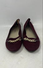 Load image into Gallery viewer, Christian Siriano Womens Burgundy Suede Chain-Trim Slip-On Loafer Flats Size 8.5