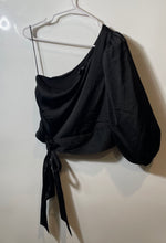 Load image into Gallery viewer, Express Womens Black One-Shoulder Dramatic Puff Sleeve Blouse Top Size Small