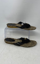 Load image into Gallery viewer, Coach Womens Suki A8382 Black Brown Fringe Flower Flip Flop Sandals Size 10 B
