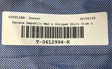 Load image into Gallery viewer, Banana Republic Mens Blue Printed Fitted Long Sleeve Dress Shirt Size L 16-16.5