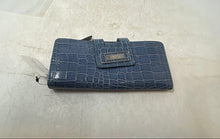 Load image into Gallery viewer, Kenneth Cole Reaction Womens Blue Croc-Embossed Snap Bi-Fold Wallet With Tags
