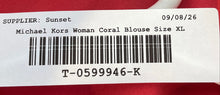Load image into Gallery viewer, Michael Kors Womens Coral Roll Tab Sleeve Collared Blouse Top Size XL