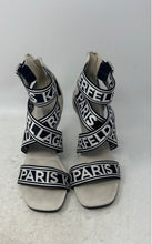 Load image into Gallery viewer, Karl Lagerfeld Womens Careliz White Black Stiletto Buckle Strappy Sandals Sz 10M
