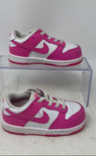 Load image into Gallery viewer, Nike Kids Dunk Low White Pink Round Toe Lace-Up Sneaker Shoes Size 8C