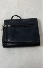 Load image into Gallery viewer, Perlina New York Womens Black Leather Card Holder Zipper Pockets Trifold Wallet