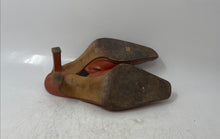 Load image into Gallery viewer, Yanko Collection Womens Brown Orange Leather Snakeskin Print Mule Heels Size 3.5