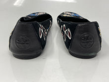 Load image into Gallery viewer, Authentic Tory Burch Womens Black Floral Leather Ballet Flats Size 9.5 M Damaged
