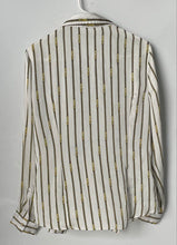 Load image into Gallery viewer, Michael Kors Womens White Chain Link Printed Long Sleeve Button-Up Shirt Size L