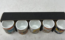 Load image into Gallery viewer, Vintage Japanese Small Cups Ceramic Mt Fuji Tokyo Tower Great In Case 5 Pcs