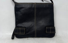 Load image into Gallery viewer, Franco Sarto Womens Black Pebbled Leather Adjustable Strap Zip Top Crossbody Bag
