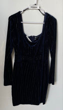 Load image into Gallery viewer, Windsor Womens Blue Studded Long Sleeve Back Zip Mini Dress Size Large