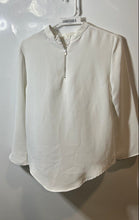 Load image into Gallery viewer, Zara Womens White Regular Fit 1/4 Zip Long Sleeve Blouse Top Size Small