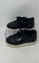 Load image into Gallery viewer, Fila Kids Black Leather Round Toe Low Top Lace-Up Sneaker Shoes Size 9