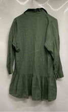 Load image into Gallery viewer, Zara Womens Green Long Sleeve Collared Ruffle Short Shirt Dress Size XS