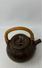 Load image into Gallery viewer, Antique Studio Pottery Teapot With Bamboo Handle