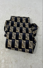 Load image into Gallery viewer, Pierre Cardin Mens Black Beige Geometric Keeper Loop Adjustable Pointed Tie