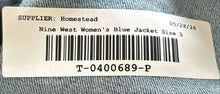Load image into Gallery viewer, Nine West Womens Blue Denim Long Sleeve Point Collar Button Front Jacket Size S