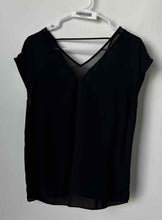 Load image into Gallery viewer, Express Womens Black V-Neck Sheer Trim Casual Blouse Top Size Medium