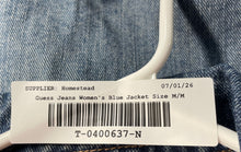Load image into Gallery viewer, Guess Womens Blue Cotton Long Sleeve Collared Pockets Denim Jacket Size M
