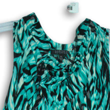 Load image into Gallery viewer, Kasper Womens Green Black Geometric Sleeveless Cowl Neck Blouse Top Size PL