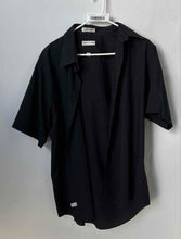 Load image into Gallery viewer, Pierre Cardin Mens Black Spread Collar Short Sleeve Button-Up Shirt Size 17