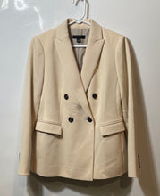 Load image into Gallery viewer, Ann Taylor Womens Beige Long Sleeve Peak Lapel Double-Breasted Blazer Size 0
