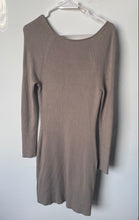 Load image into Gallery viewer, Abercrombie & Fitch Womens Taupe Ribbed Knit Long Sleeve Bodycon Dress Size L