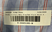 Load image into Gallery viewer, Brooks Brothers Mens Blue Red Plaid Long Sleeve Slim Fit Dress Shirt Size 17-35