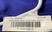 Load image into Gallery viewer, Lauren Ralph Lauren Womens Purple 3/4 Sleeve V-Neck Ruched Sheath Dress Size 4