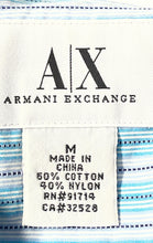 Load image into Gallery viewer, Armani Exchange Mens Blue Striped Collared Long Sleeve Button-Up Shirt Size M