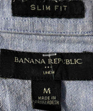 Load image into Gallery viewer, Banana Republic Mens Blue Slim-Fit Long Sleeve Button-Up Shirt Size Medium