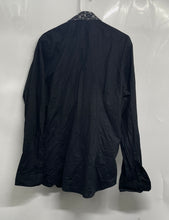 Load image into Gallery viewer, Express Mens Black Floral Trim Long Sleeve Extra-Slim Fit Dress Shirt Size L