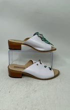 Load image into Gallery viewer, Cosmos Womens White Leather Peep Toe Block Heel Slide Sandals Size EUR 37
