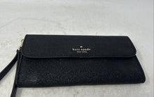 Load image into Gallery viewer, Kate Spade New York Womens Black Logo Glitter Credit Card Slot Wristlet Wallet