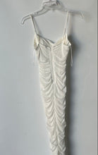 Load image into Gallery viewer, Steps New York Womens White Sweetheart Neck Ruched Midi Bodycon Dress Size S