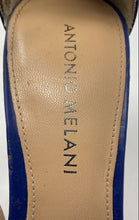 Load image into Gallery viewer, Antonio Melani Womens Blue Leather Stiletto Heel Ankle Strap Sandals Size 8M