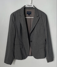 Load image into Gallery viewer, Banana Republic Womens Gray Striped Notch Lapel One-Button Blazer Size 12P