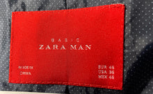 Load image into Gallery viewer, Zara Mens Blue Linen Long Sleeve Notch Lapel Two-Button Blazer Jacket Size 36