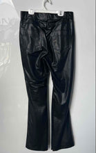 Load image into Gallery viewer, Zara Womens Black Flat Front Pockets Leather High Waist Flared Pants Size Large