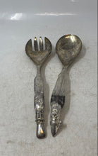 Load image into Gallery viewer, Wallace Silversmiths Silverplate Santa & Snowman Handle Salad Server 2 Pcs Set